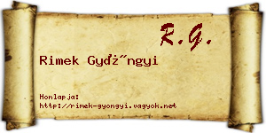 Rimek Gyöngyi névjegykártya